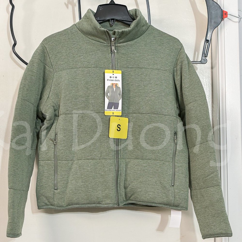 Three Dots Ladies' Quilted Jacket IN GREEN